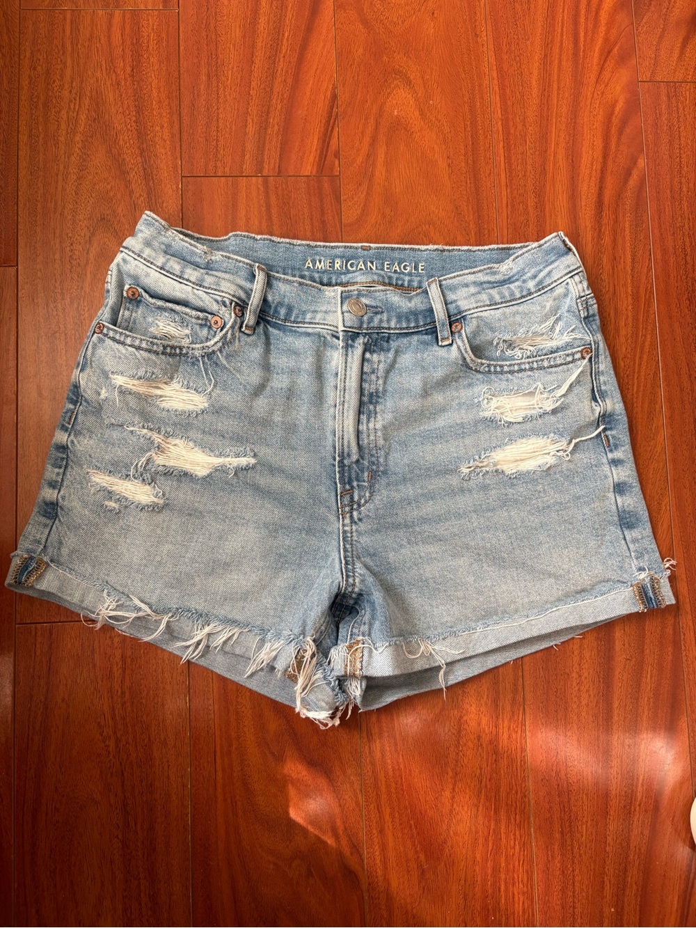 American Eagle Outfitters Light Wash Distressed Denim Jean Shorts